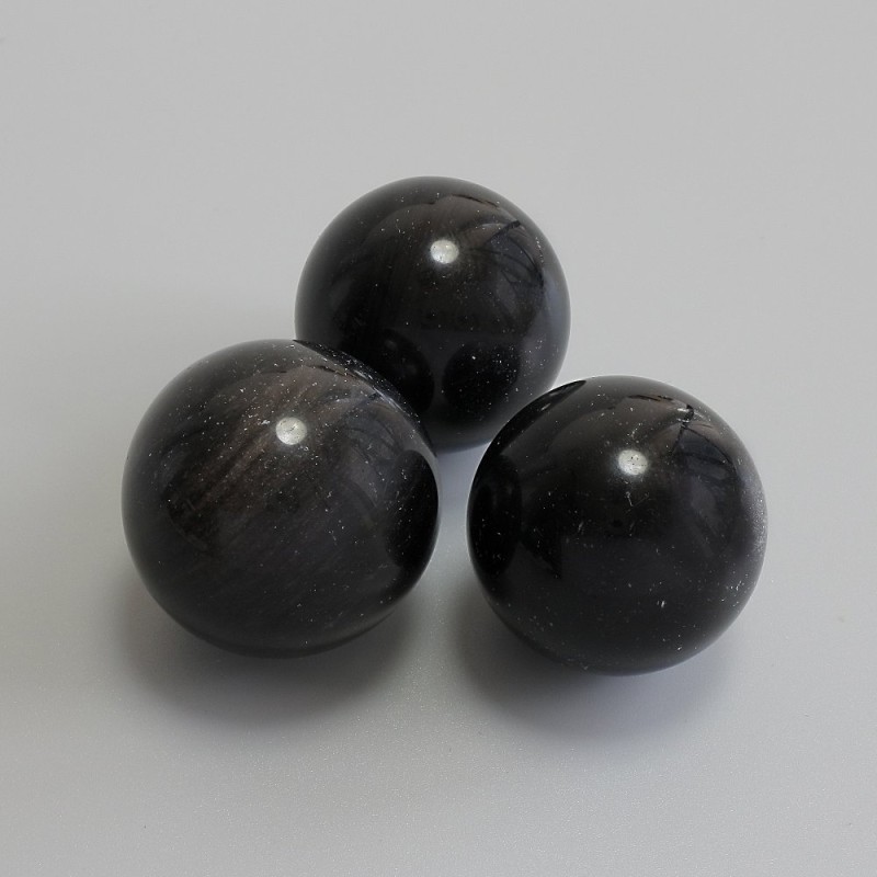 Souvenir sphere made of natural stone, Silver Obsidian, diameter 30 mm, weight from 30 g