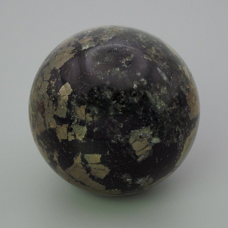 (Price per 100 g) Pyrite natural stone souvenir ball, diameter 55 mm ± weight from 300 g