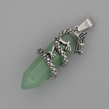 Jade Pendant Hexagonal with Dragon 35x15 mm, length 44 mm