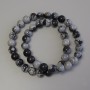 Snowflake Obsidian Beads on Beading Thread - Smooth Round Beads, 8 mm Diameter, 38 cm Length