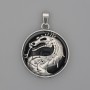 Pendant 'Dragon in a Circle' with Agate, diameter about 28 mm, length about 38 mm, silver-colored metal