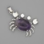 Crab Pendant with Amethyst 40×22 mm ± Silver-tone Metal