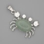 Crab Pendant with Nephrite 40x22mm - Silver-Tone Metal