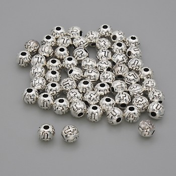 Bead insert findings, silver metal color, 5 mm diameter with ~1.5 mm hole, packaging 20 g (~60 pcs)