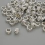 Bead insert findings, silver metal color, size 6×3.5 mm, hole diameter approx. 6 mm, packaging 20 g (approx. 60 pcs)