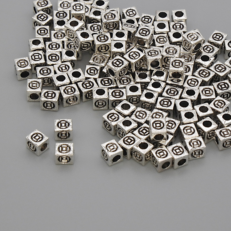 Silver-colored metal bead insert, diameter 4×3×3 mm ± with hole, hole diameter approx. 6 mm, packaging 20 g (~110 pcs)