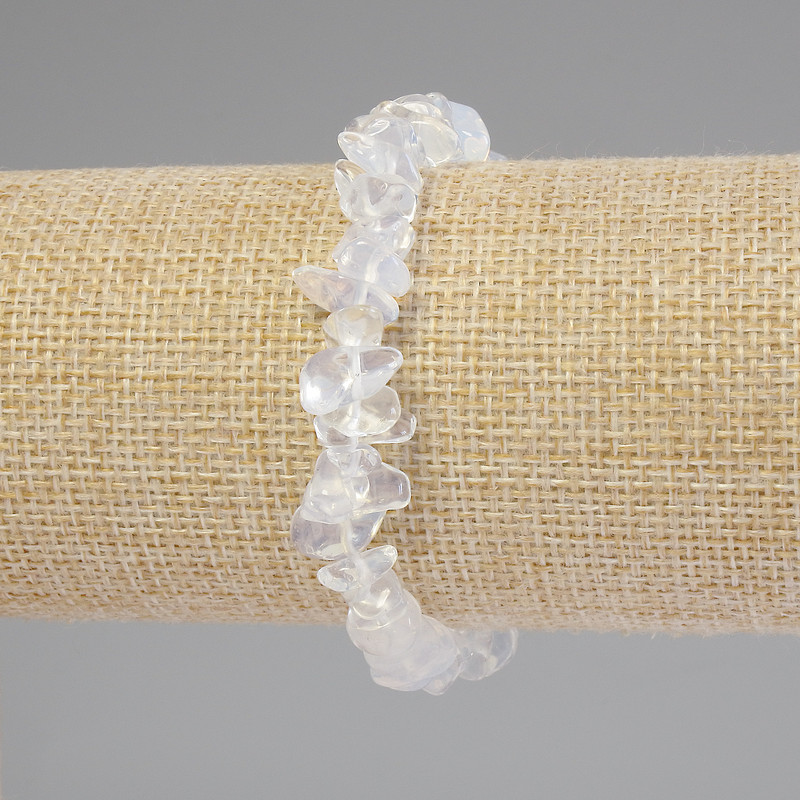 Moonstone Chip Bracelet, chip size 7-12 x 4-5 mm, length 18 mm, stretch