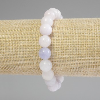 Aquamarine bracelet, smooth bead, 10 mm diameter, 18 mm length, stretch