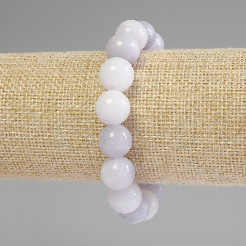 Aquamarine Bracelet with Smooth Beads, 12.5 mm Diameter, 18 mm Length - Stretch