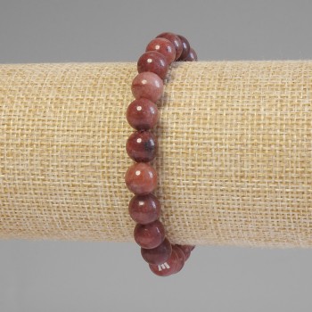 Selenite Bracelet with Smooth Beads, 8 mm Diameter, 18 mm Length, Elastic