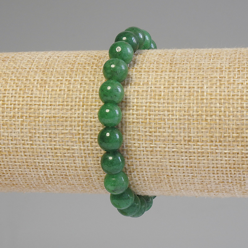 Chrysoprase bracelet with smooth beads, 8 mm diameter, 18 mm length, stretch