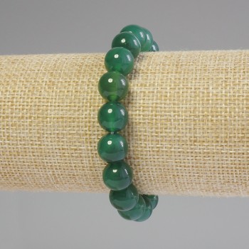 Bracelet Chrysoprase smooth bead, diameter 10 mm, length 18 mm, stretch