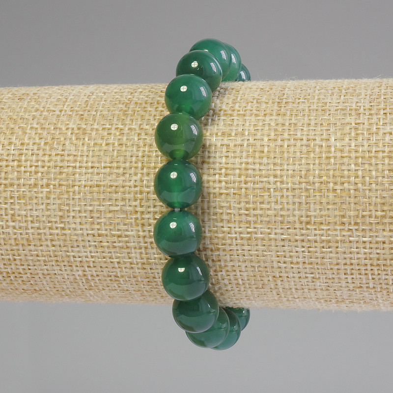 Bracelet Chrysoprase smooth bead, diameter 10 mm, length 18 mm, stretch