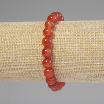 Carnelian Bracelet, Smooth Beads, 8mm Diameter, 18mm Length, Stretch
