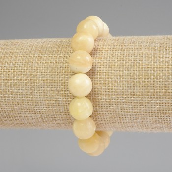Yellow Agate Bracelet with Smooth Beads, 12 mm Diameter, length 18 mm +/- stretch