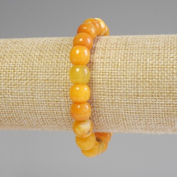 Citrine Bracelet with Rounded Rondels, Diameter 10x9 mm, Length 18 mm, Stretch