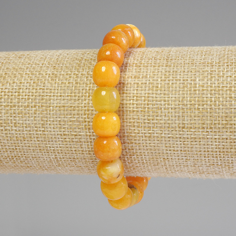 Citrine Bracelet with Rounded Rondels, Diameter 10x9 mm, Length 18 mm, Stretch