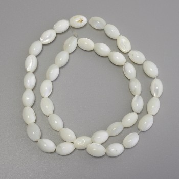 Grain-shaped mother-of-pearl beads, diameter 10.5×7.5 mm, approx. 5 mm, 40 cm thread length