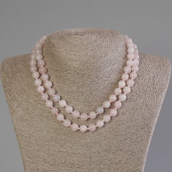 Pink Quartz Bead Necklace, 8 mm diameter, 80 cm length