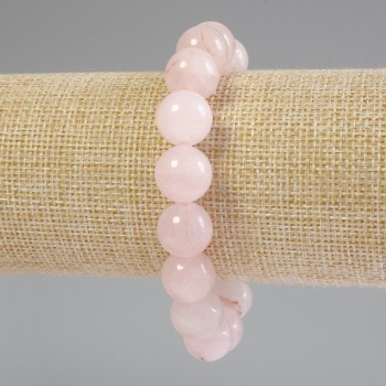 Sale! Pink Quartz Bead Bracelet, 12mm Diameter, 18mm Length +/- Stretch