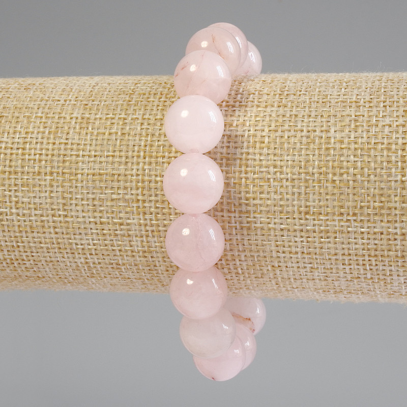 Sale! Pink Quartz Bead Bracelet, 12mm Diameter, 18mm Length +/- Stretch