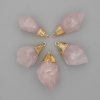 Rose quartz pendant, polished, assorted sizes 27–30×14–18 mm, +- gold-tone metal