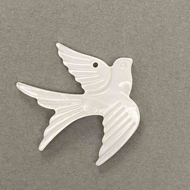 Swallow Pendant made from natural white mother-of-pearl 27x25x3mm