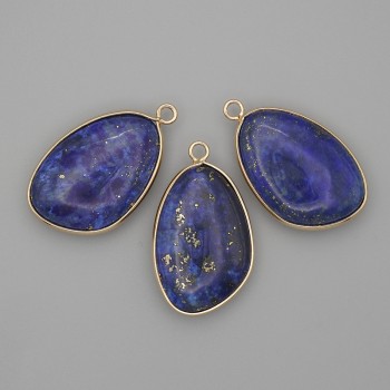 Azurite Pendant in a Gold-Tone Setting 21×35 mm+