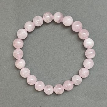 Bracelet Madagascan Pink Quartz Bead, 8.5 mm diameter, 18 mm length, stretch