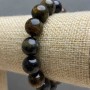 Bracelet of Tiger's Eye and Hawk's Eye natural stone, smooth beads, diameter 12(+/-)mm, length 18cm (stretch)