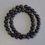 Silver Obsidian Beads - Smooth Round Bead, 9 mm diameter ±, on beading thread, length 38 cm ±