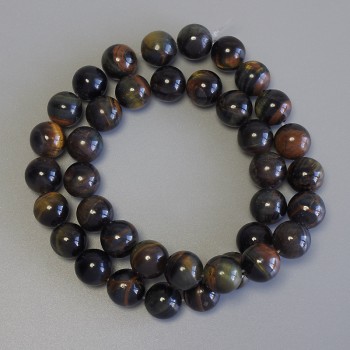 Hawk's Eye Beads - Smooth Ball, 10 mm Diameter ± on a thread, Length 38 cm+