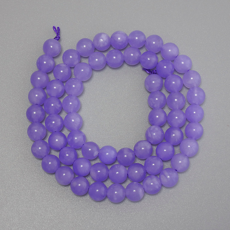 Beads Lavender Amethyst Smooth Bead, 6mm Diameter ± on Thread, Length 38cm ±