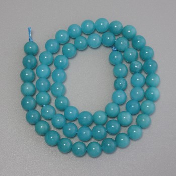 Aquamarine Beads, Smooth Round Beads, 6 mm Diameter ± on Thread, 38 cm Length+