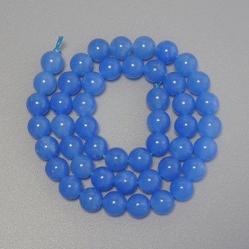 Aquamarine Beads, Smooth Round Bead, 8mm Diameter +/- On Thread, Length 38cm+