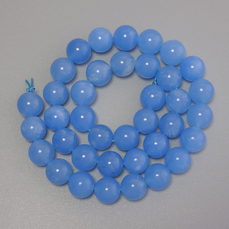 Aquamarine Beads — Smooth Sphere, 10 mm Diameter ±, on Strand, 38 cm Length