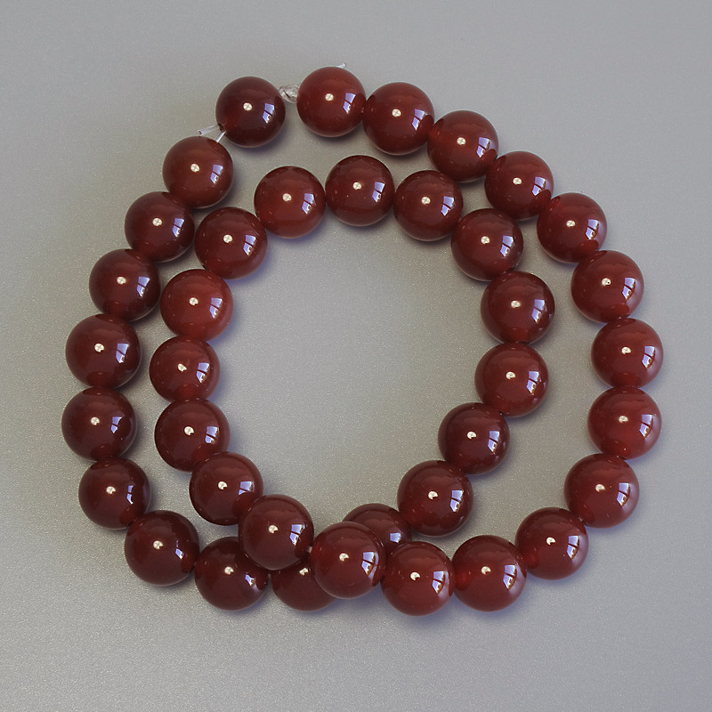 Carnelian Beads - Smooth Round Bead, 10 mm Diameter +/- on Thread, 36 cm Length
