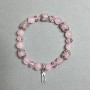 Pink quartz bead bracelet, 8 mm diameter ± Czech crystal rondelle 8x6 mm, with metal inserts, length 18 mm ± stretch