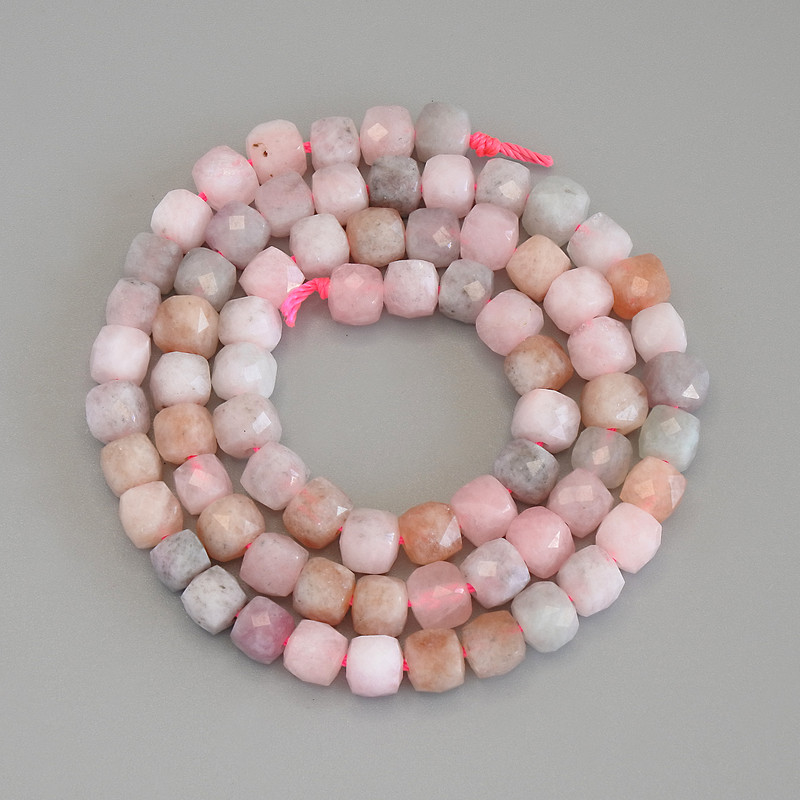 Jadeite Beads Faceted Cube, 5×5 mm, diameter 5–5.5 mm, on thread, length 37 cm+