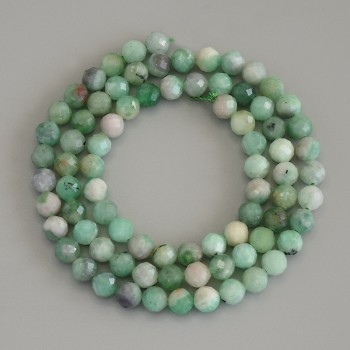 Emerald beads, faceted ball, diameter 5x5 mm ± on thread, length 39 cm+