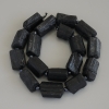 Unpolished Tourmaline Sherl beads, diameter 19–22×13–16 mm ± seed beads 4 mm ± on thread, length 39 cm