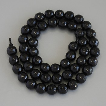 Faceted agate beads, round ball shape, 8 mm diameter ± on thread, length 37 cm+