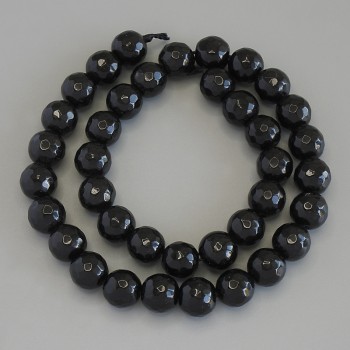 Faceted Agate Beads Round Ball, 10 mm Diameter ± on Thread, 36 cm Length