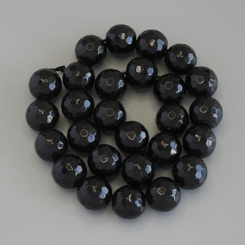 Agate Beads, Faceted Round, 13.5 mm Diameter, On Thread, 36 cm Length