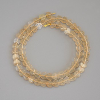Citrine heart beads, 6x6x2 mm, on thread, length 39 cm
