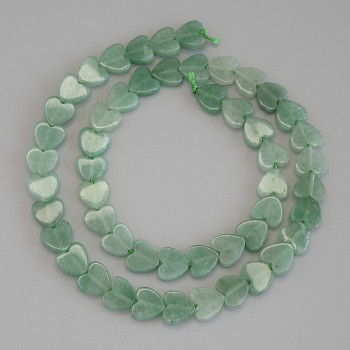 Jade Heart Beads, diameter 8×8×2 mm ± on a thread, length 38 cm+