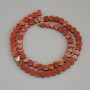 Red Jasper Heart Beads, 6x6x2.5 mm, on a beading line, length 37 cm+