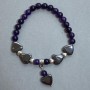 Amethyst bracelet with smooth beads 6mm +/-; Hematite heart 12mm +/-; with metal inserts Length 18mm +/- Stretch