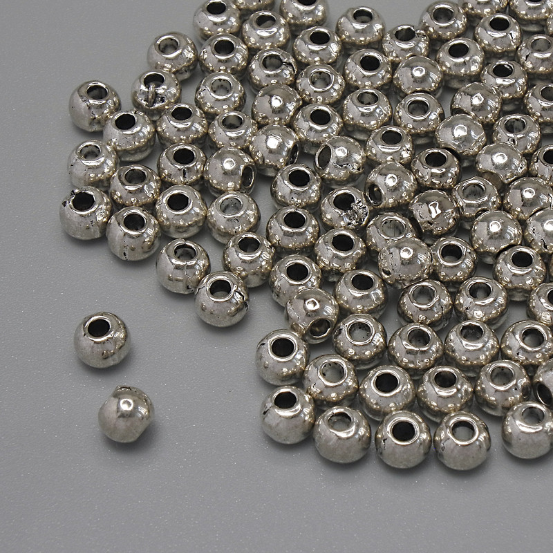 Bead insert findings, silver-colored metal, diameter 4×3.5 mm, hole diameter 1.6 mm, packaging 20 g (~108 pcs)
