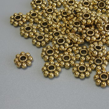 Gold-tone bead insert findings, gold metal color, diameter 7.5×2.5 mm, hole diameter 1.5 mm, packaging 20 g (~42 pcs)